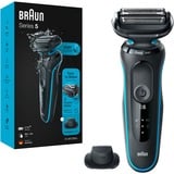 Braun Series 5 51-M1200s afeitadora Máquina de afeitar de láminas Recortadora Negro, Azul negro/Turquesa, Máquina de afeitar de láminas, Negro, Azul, AutoSense, Botones, Batería, Ión de litio