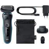 Braun Series 5 51-M1200s afeitadora Máquina de afeitar de láminas Recortadora Negro, Azul negro/Turquesa, Máquina de afeitar de láminas, Negro, Azul, AutoSense, Botones, Batería, Ión de litio