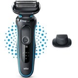 Braun Series 5 51-M1200s afeitadora Máquina de afeitar de láminas Recortadora Negro, Azul negro/Turquesa, Máquina de afeitar de láminas, Negro, Azul, AutoSense, Botones, Batería, Ión de litio