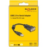 DeLOCK Adaptador USB 2.0, conector USB-A > conector serie RS-232 negro