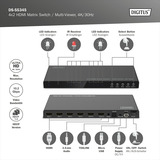Digitus Conmutador Matricial HDMI / Multi-visor 4x2, Conmutador HDMI 