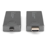 Digitus Extensor de vídeo inalámbrico 4K USB-C > HDMI, 30 metros, Alargador de HDMI negro/Plateado