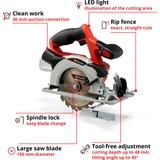 EINHELL TE-CS 18/150 Li-Solo, Sierra circular rojo/Negro