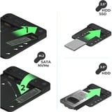 ICY BOX IB-2913MCL-C31 USB 3.2 Gen 2 (3.1 Gen 2) Type-C Negro, Estación de acoplamiento negro, Unidad de disco duro, SSD, SATA, Serial ATA II, Serial ATA III, 2.5,3.5,M.2, USB 3.2 Gen 2 (3.1 Gen 2) Type-C, Negro, Plástico