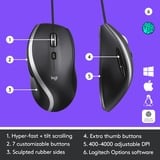 Logitech M500s ratón Oficina mano derecha USB tipo A Óptico 4000 DPI antracita/Plateado, mano derecha, Óptico, USB tipo A, 4000 DPI, Negro