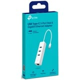 TP-Link UE300C Ethernet 1000 Mbit/s, Adaptador de red blanco, Alámbrico, USB Tipo C, Ethernet, 1000 Mbit/s, Blanco
