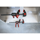BESSEY 2x abrazadera de mesa de una mano con mango giratorio (EZR360-15SET), Gato negro/Rojo