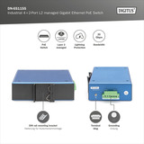 Digitus Switch Gigabit Ethernet gestionado L2 industrial 8+2 puertos, Interruptor/Conmutador 