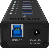 ICY BOX IB-AC618 USB 3.2 Gen 1 (3.1 Gen 1) Type-B 5000 Mbit/s Negro, Hub USB USB 3.2 Gen 1 (3.1 Gen 1) Type-B, USB 3.2 Gen 1 (3.1 Gen 1) Type-A, 5000 Mbit/s, Negro, Aluminio, Unidad de disco duro, Poder