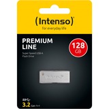 Intenso Premium Line unidad flash USB 128 GB USB tipo A 3.2 Gen 1 (3.1 Gen 1) Acero inoxidable, Lápiz USB plateado, 128 GB, USB tipo A, 3.2 Gen 1 (3.1 Gen 1), 100 MB/s, Sin tapa, Acero inoxidable