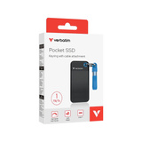 Verbatim Pocket SSD 1 TB USB Tipo C 3.2 Gen 2 (3.1 Gen 2) Negro, Azul, Unidad de estado sólido negro/Azul, 1 TB, USB Tipo C, 3.2 Gen 2 (3.1 Gen 2), 1000 MB/s, 10 Gbit/s, Negro, Azul