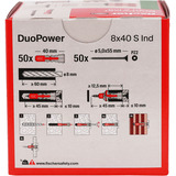 fischer Taco DuoPower 8x40 S, Pasador gris claro/Rojo
