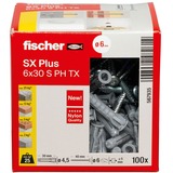 fischer Taco SX Plus 6x30 PH TX, Pasador gris claro