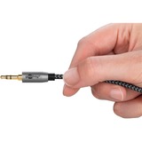 goobay Cable de conexión de audio Plus AUX 3,5mm estéreo, 90° negro/Plateado