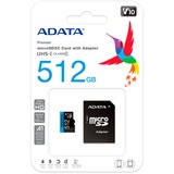 ADATA AUSDX512GUICL10A1-RA1 memoria flash 512 GB MicroSDXC UHS-I Clase 10 512 GB, MicroSDXC, Clase 10, UHS-I, 100 MB/s, 25 MB/s