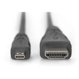 Digitus Cable HDMI de alta velocidad con Ethernet, tipo D > tipo A negro