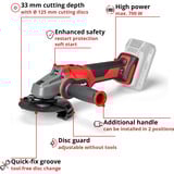 EINHELL Professional Akku-Winkelschleifer AXXIO 18/125 Q, 18Volt, Amoladora angular rojo/Negro