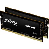 Kingston FURY FURY 32GB 3200MT/s DDR4 CL20 SODIMM (Kit of 2) Impact, Memoria RAM negro, 32 GB, 2 x 16 GB, DDR4, 260-pin SO-DIMM