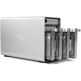 OWC Mercury Elite Pro Quad Carcasa de disco duro/SSD Blanco 2.5/3.5", Caja de unidades plateado, Carcasa de disco duro/SSD, 2.5/3.5", SATA, 10 Gbit/s, Hot-swap, Blanco