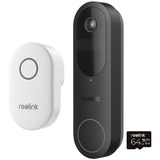 Reolink D340B w/ Chime + 64GB SD sistema de intercomunicación de video 4 MP Negro, Timbre de la puerta 4 MP, 2048 x 2048 Pixeles, CMOS, 25,4 / 3,11 mm (1 / 3.11"), 15 pps, 180°
