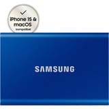 SAMSUNG Portable SSD T7 1000 GB Azul, Unidad de estado sólido azul, 1000 GB, USB Tipo C, 3.2 Gen 2 (3.1 Gen 2), 1050 MB/s, Protección mediante contraseña, Azul