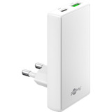 goobay Cargador rápido dual USB-C/A PD GaN 90° blanco