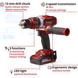 EINHELL TE-CD 18/48 Li, 4513935, Martillo atornillador negro