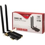 Inter-Tech DMG-36 Interno WLAN / Bluetooth 5400 Mbit/s, Adaptador Wi-Fi Interno, Inalámbrico, PCI Express, WLAN / Bluetooth, 5400 Mbit/s, Negro, Plata