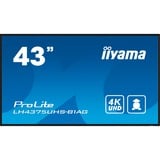 iiyama PROLITE LE4341S-B2 Pantalla plana para señalización digital 108 cm (42.5") LCD 350 cd / m² Full HD Negro 18/7, Pantalla de gran formato negro brillante, Pantalla plana para señalización digital, 108 cm (42.5"), LCD, 1920 x 1080 Pixeles, 18/7