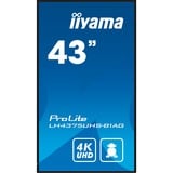 iiyama PROLITE LE4341S-B2 Pantalla plana para señalización digital 108 cm (42.5") LCD 350 cd / m² Full HD Negro 18/7, Pantalla de gran formato negro brillante, Pantalla plana para señalización digital, 108 cm (42.5"), LCD, 1920 x 1080 Pixeles, 18/7