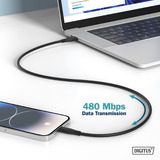 Digitus Cable de conexión de silicona USB 2.0 USB-A > USB-C negro