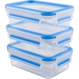 Emsa CLIP & CLOSE Rectangular Caja 0,55 L Azul, Transparente 3 pieza(s) transparente/Azul, Caja, Rectangular, 0,55 L, Azul, Transparente, Elastómero termoplástico (TPE), Alemania