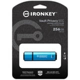 Kingston IronKey 256GB USB-C Vault Privacy 50C cifrado AES-256, FIPS 197, Lápiz USB celeste/Negro, FIPS 197, 256 GB, USB Tipo C, 3.2 Gen 1 (3.1 Gen 1), 230 MB/s, Tapa, Negro, Azul