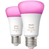 Philips Hue Bombilla inteligente A60 - E27 - 800 (paquete de 2), Lámpara LED Philips Hue White and Color ambiance Bombilla inteligente A60 - E27 - 800 (paquete de 2), Bombilla inteligente, Blanco, Bluetooth/Zigbee, LED, E27, 2000 K