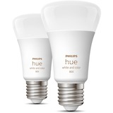 Philips Hue Bombilla inteligente A60 - E27 - 800 (paquete de 2), Lámpara LED Philips Hue White and Color ambiance Bombilla inteligente A60 - E27 - 800 (paquete de 2), Bombilla inteligente, Blanco, Bluetooth/Zigbee, LED, E27, 2000 K