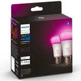 Philips Hue Bombilla inteligente A60 - E27 - 800 (paquete de 2), Lámpara LED Philips Hue White and Color ambiance Bombilla inteligente A60 - E27 - 800 (paquete de 2), Bombilla inteligente, Blanco, Bluetooth/Zigbee, LED, E27, 2000 K