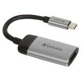 Verbatim 49143 adaptador de cable de vídeo 0,1 m USB Tipo C HDMI Negro, Plata plateado/Negro, 0,1 m, USB Tipo C, HDMI, Macho, Hembra, Derecho