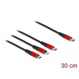DeLOCK 86710 cable USB 0,3 m USB 2.0 USB C USB C/Micro-USB B/Lightning Negro, Rojo negro/Rojo, 0,3 m, USB C, USB C/Micro-USB B/Lightning, USB 2.0, Negro, Rojo