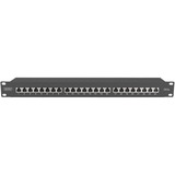 Digitus Panel de conexión CAT 6A, clase EA, apantallado, Patch Panel negro, clase EA, apantallado, RJ-45, Cat6a, Negro, Acero, Montaje en bastidor, 1U