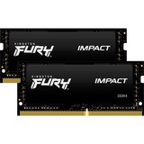 Kingston FURY FURY 64GB 3200MT/s DDR4 CL20 SODIMM (Kit of 2) Impact, Memoria RAM negro, 64 GB, 2 x 32 GB, DDR4, 260-pin SO-DIMM