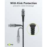 goobay Cargador rápido USB-C Nano, PD, GaN, 65 vatios, cable textil USB-C negro