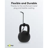 goobay Cargador rápido USB-C Nano, PD, GaN, 65 vatios, cable textil USB-C negro