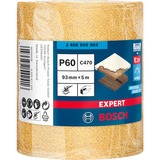 Bosch Expert Rollo de lijado C470, Hoja de lija Rollo abrasivo, Grano grueso, P60, Trabajo de acabado, Eliminación de pintura, Madera, Lijado en seco