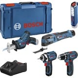Bosch Juego de herramientas 12 voltios 5 piezas, GOP + GSR + GDR + GSA + GLI, Kit de herramientas azul
