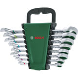 Bosch Juego de llaves de carraca, 8 piezas, Llave de tuercas verde/Negro