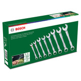 Bosch Juego de llaves de carraca, 8 piezas, Llave de tuercas verde/Negro