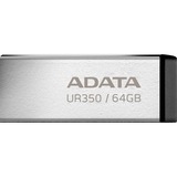 ADATA UR350 unidad flash USB 64 GB USB tipo A 3.2 Gen 1 (3.1 Gen 1) Negro, Lápiz USB níquel/Negro, 64 GB, USB tipo A, 3.2 Gen 1 (3.1 Gen 1), 100 MB/s, Sin tapa, Negro