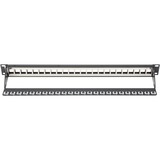 Digitus Panel de conexión modular, 24 puertos, Patch Panel negro, 24 puertos, Negro, Montaje en bastidor, 1U, 483 mm, 1,5 mm, 560 mm