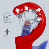 KNIPEX 90 23 02 BK, Corta tubos rojo/Azul