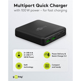 goobay Cargador de mesa multipuerto USB-C, PD, GaN, 100 vatios negro